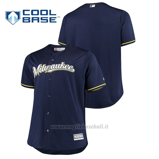 Maglia Baseball Uomo Milwaukee Brewers Cool Base Big & Tall Team Blu